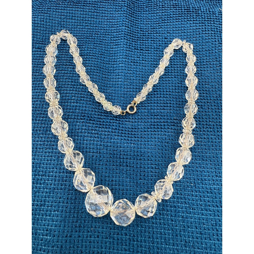 Vintage Beaded Glass Necklace Faceted‎ 16"